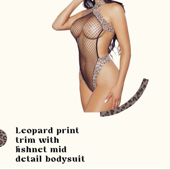 Driving Me Wild Leopard Fishnet Choker Bodysuit - Picture 7 of 10